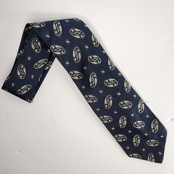 CHRISTIAN DIOR  Blue Silk Tie. - Picture 2 of 7